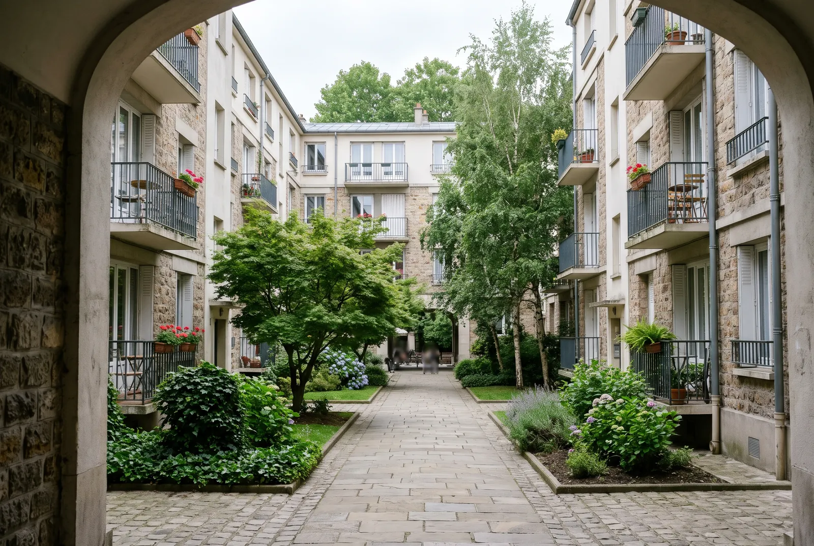 Cour intérieure d'un immeuble à Noisy-le-Grand